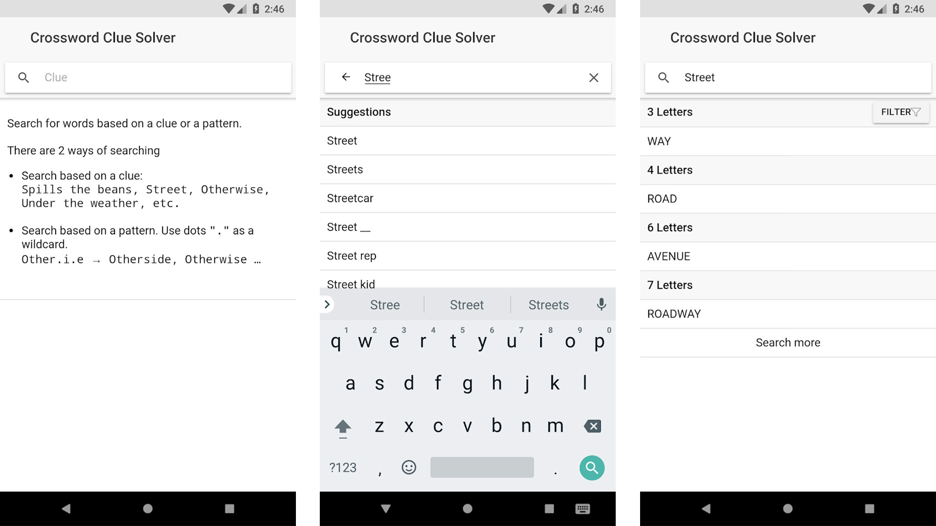 Crossword Clue Solver is one of the best crossword solvers for android