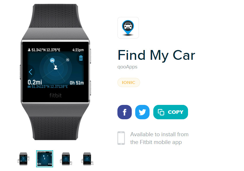 Find My Car Fitbit Ionic