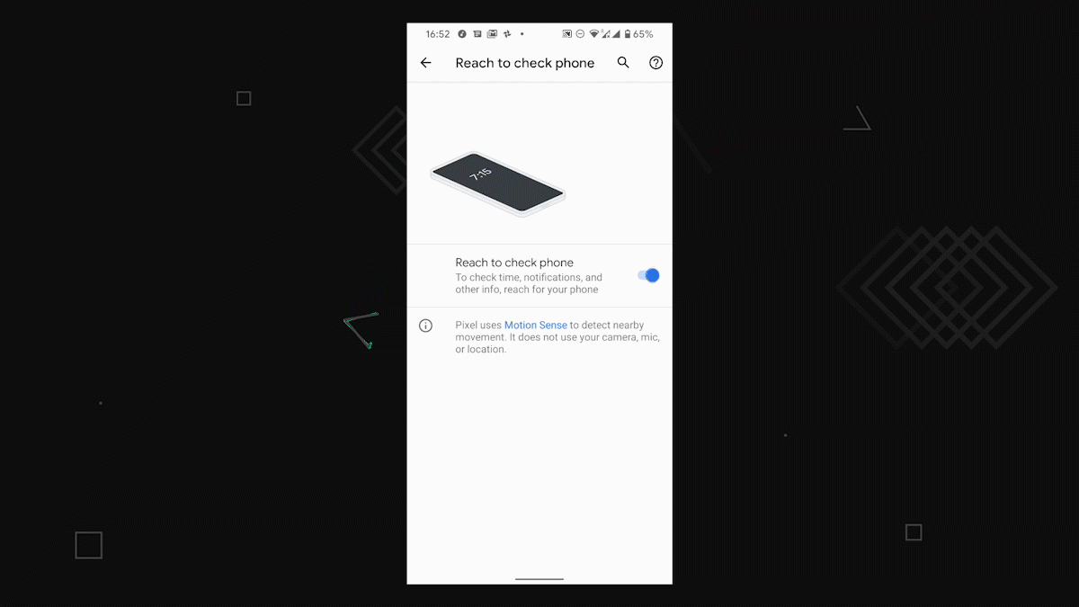 Google Pixel 4 Motion Sense Alcance para verificar el teléfono