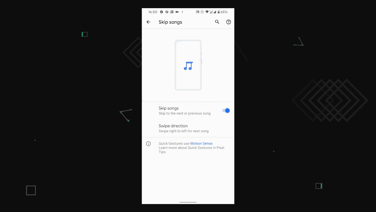 Google Pixel 4 Motion Sense Saltar canciones