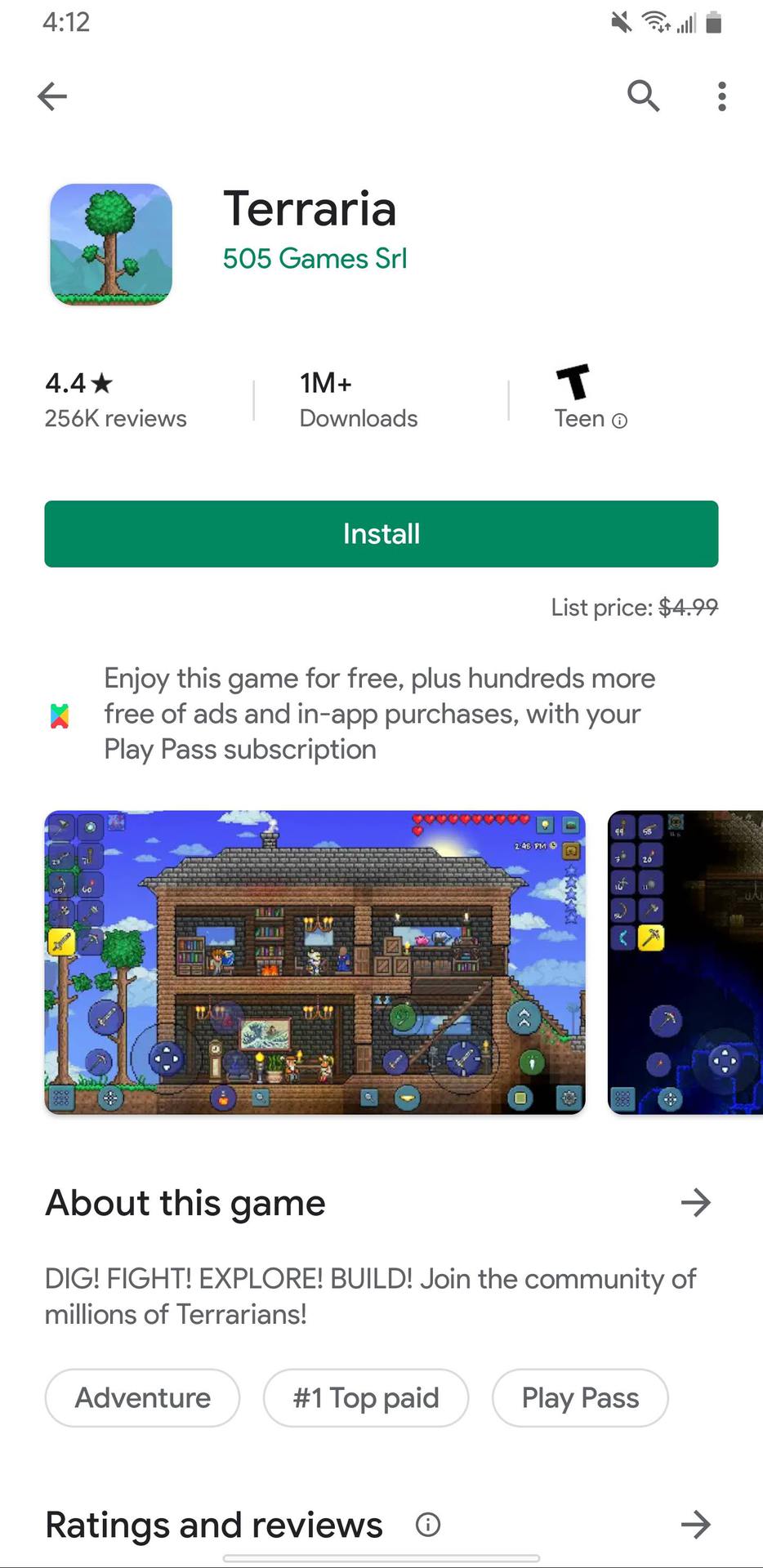 Google Play Pass Terraria download