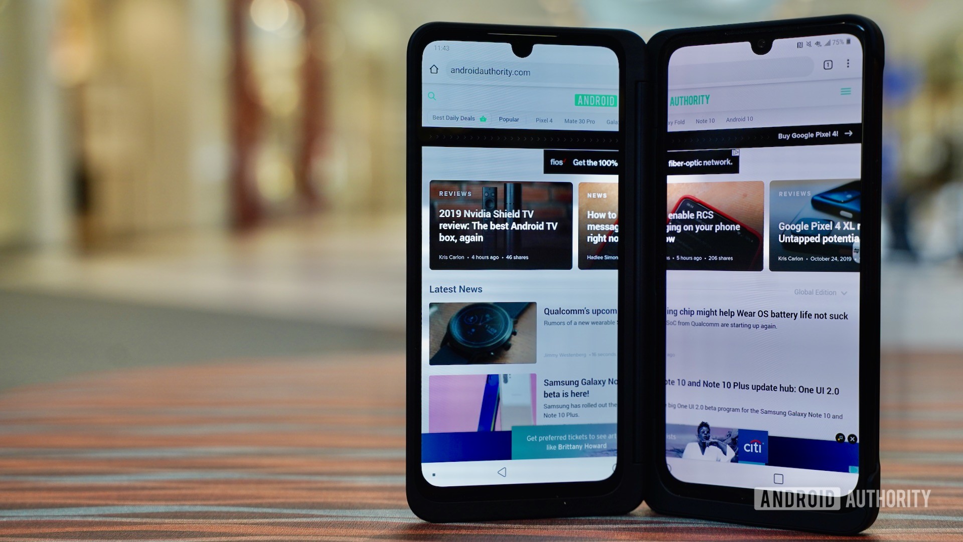 LG G8X ThinQ Review standing with wide view browser