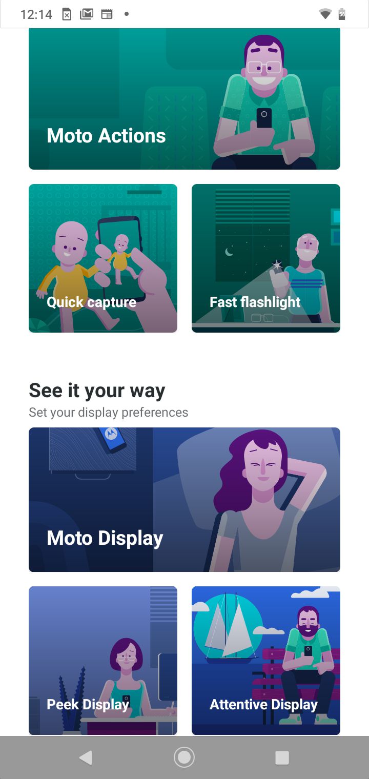 Moto One Macro gestures and display actions