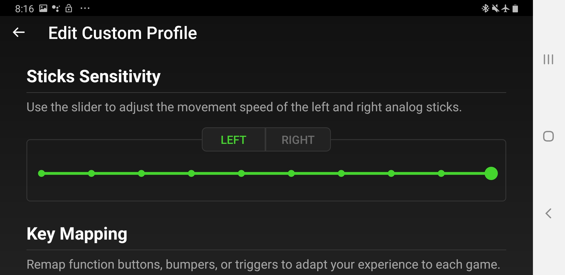 Razer Gamepad app Junglecat joystick sensitivity control