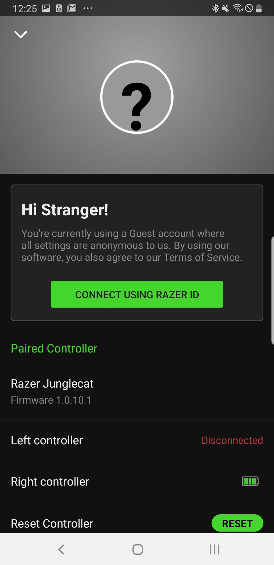 Razer Gamepad app profile settings