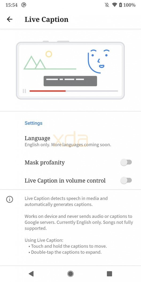 Android 10 Live Caption functionality.