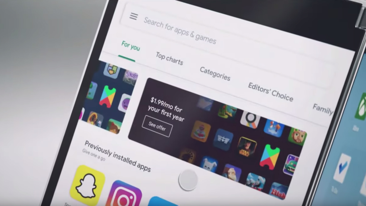 Microsoft Surface Duo teléfono plegable Google Play Store aplicaciones de Android