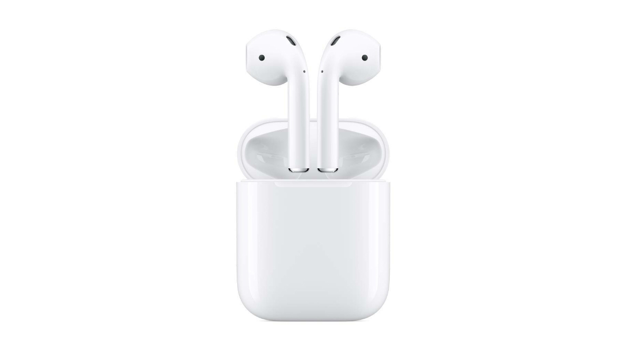Rendering of Apple AirPods with charging case