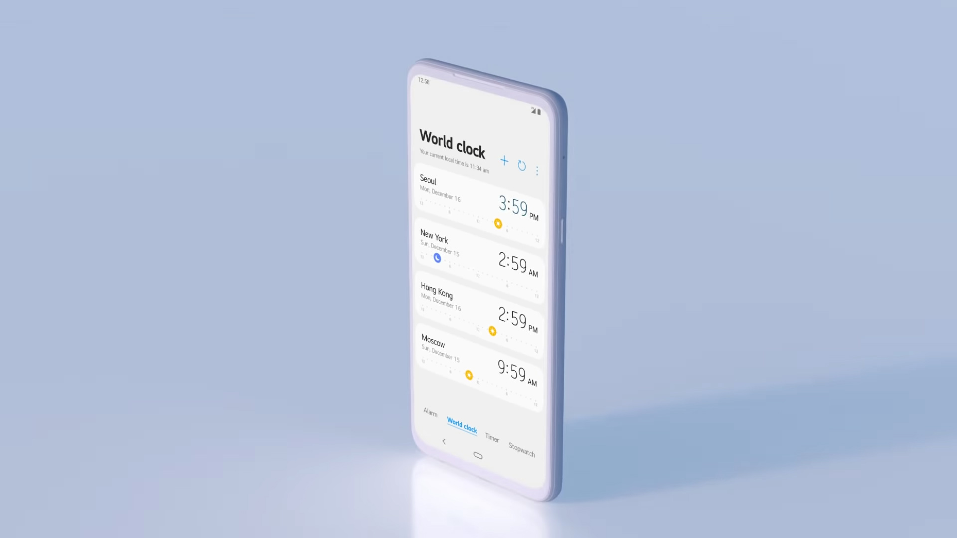 LG UX 9 screenshot of the Clock app