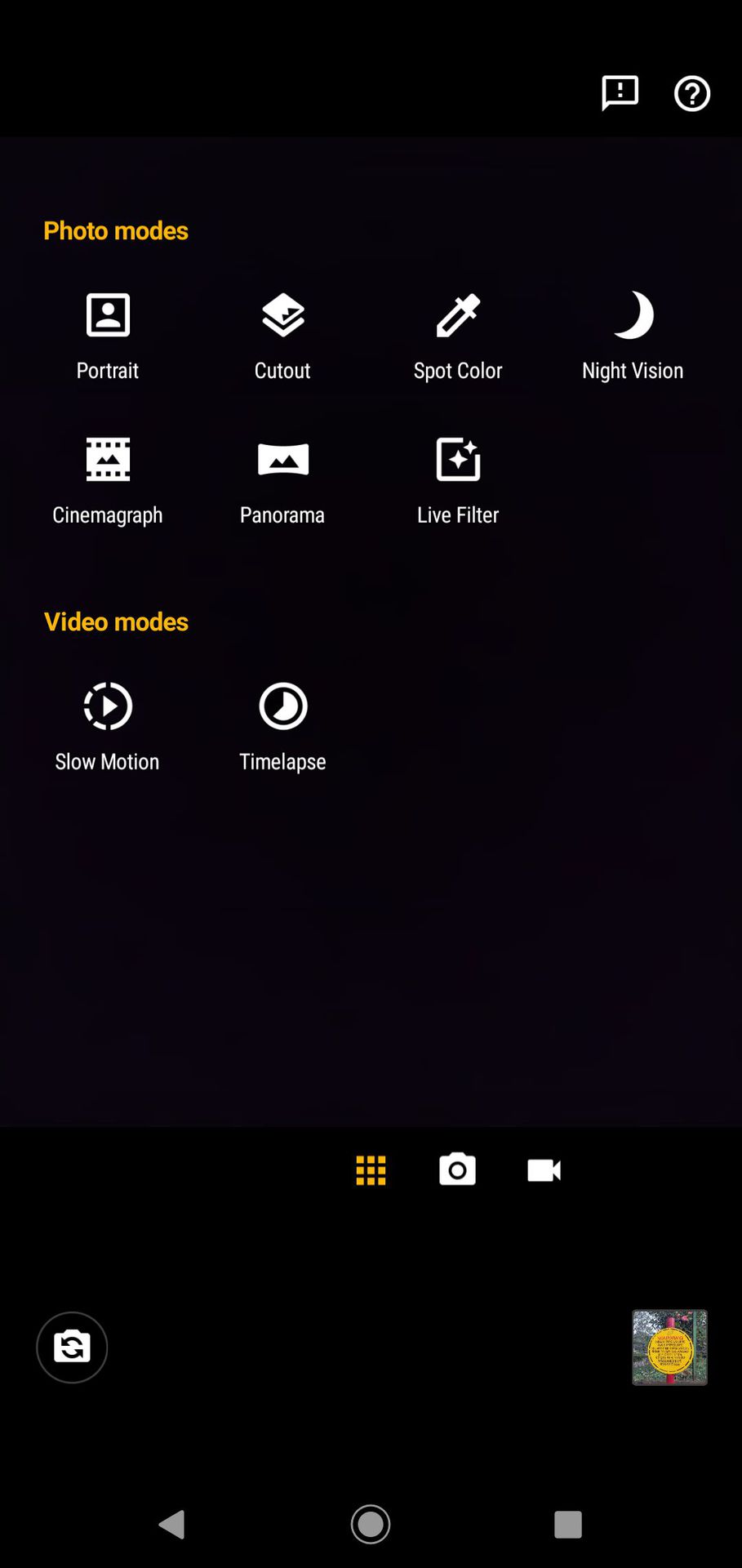 Moto G8 Plus camera interface