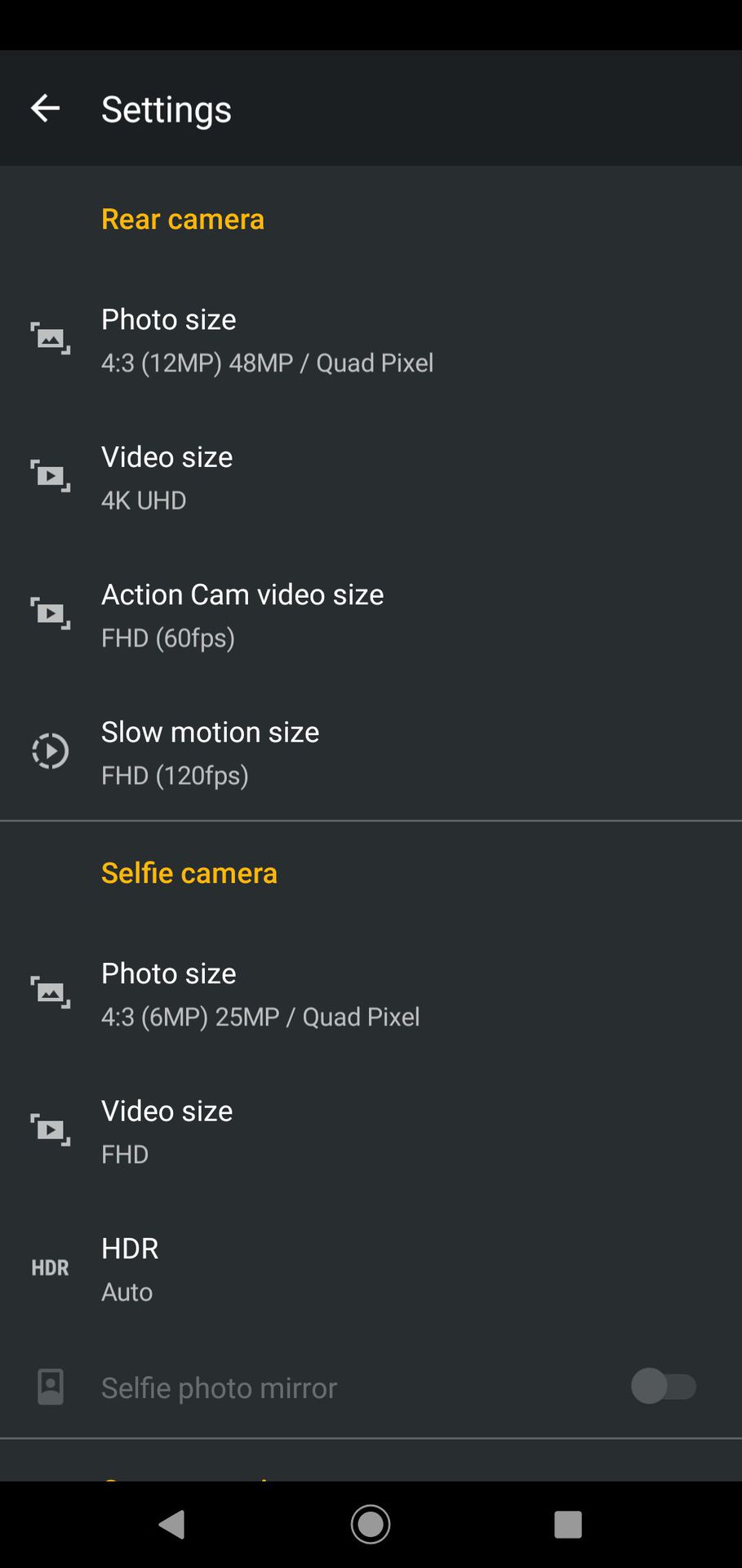 Moto G8 Plus camera settings