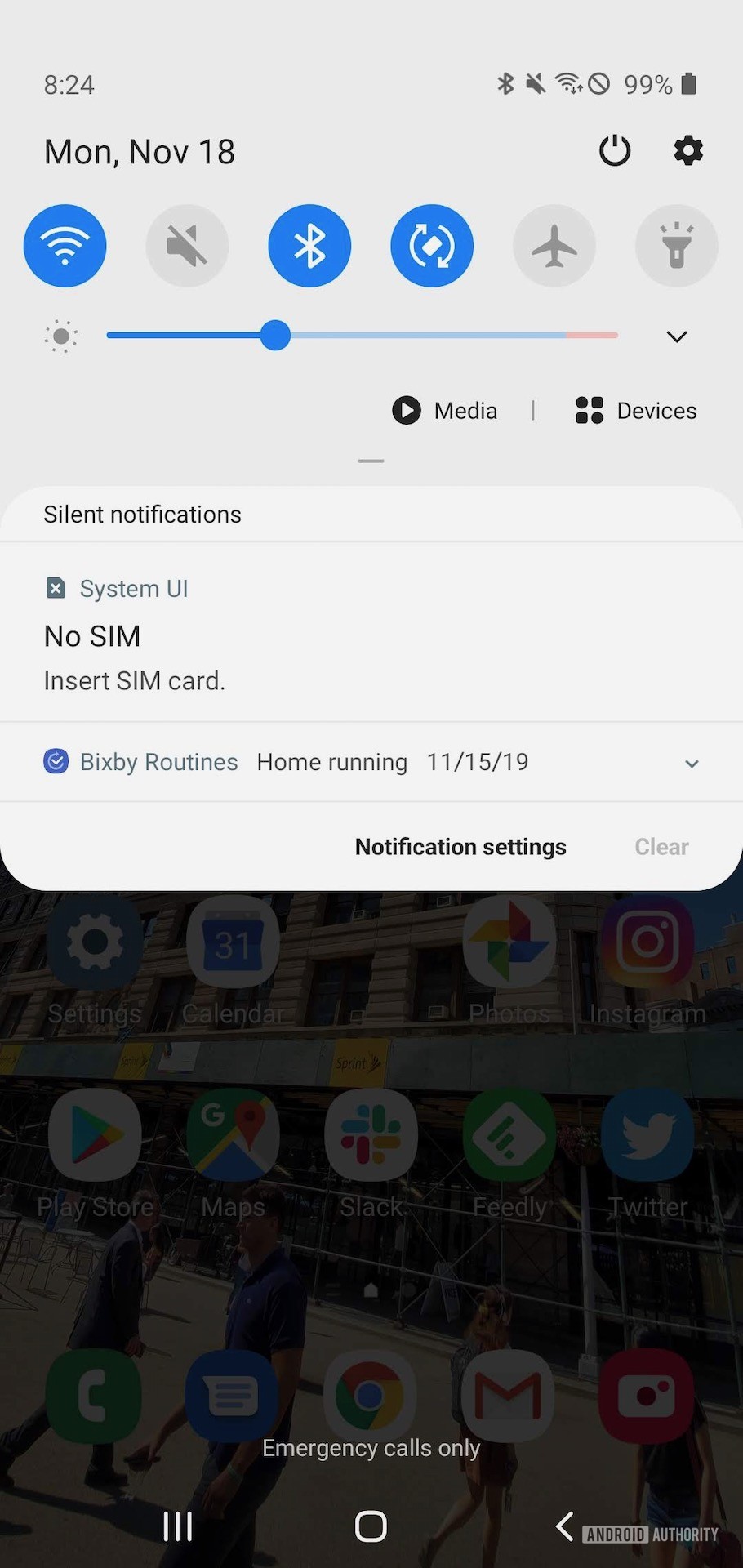 Samsung One UI 2 quick settings
