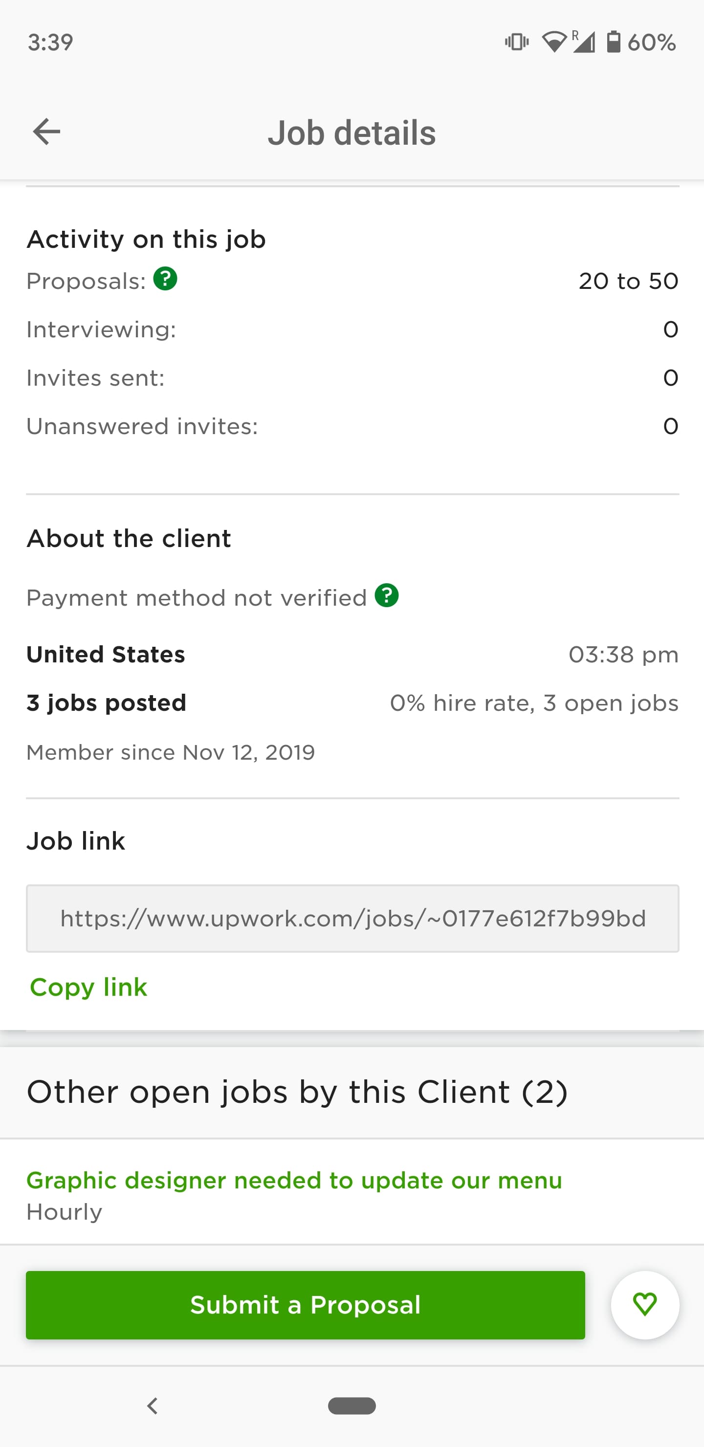 Upwork screenshots finding a job 3