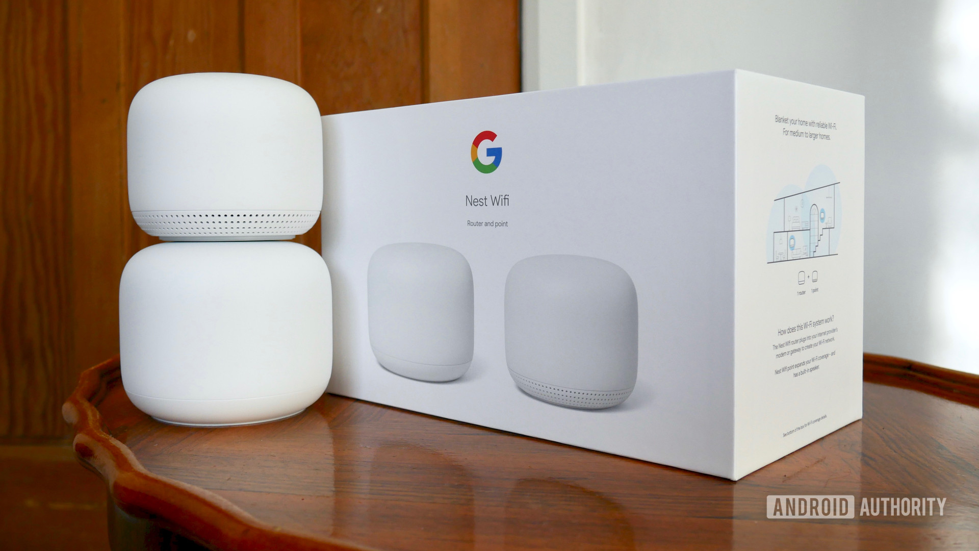 google nest wifi review next to box 2