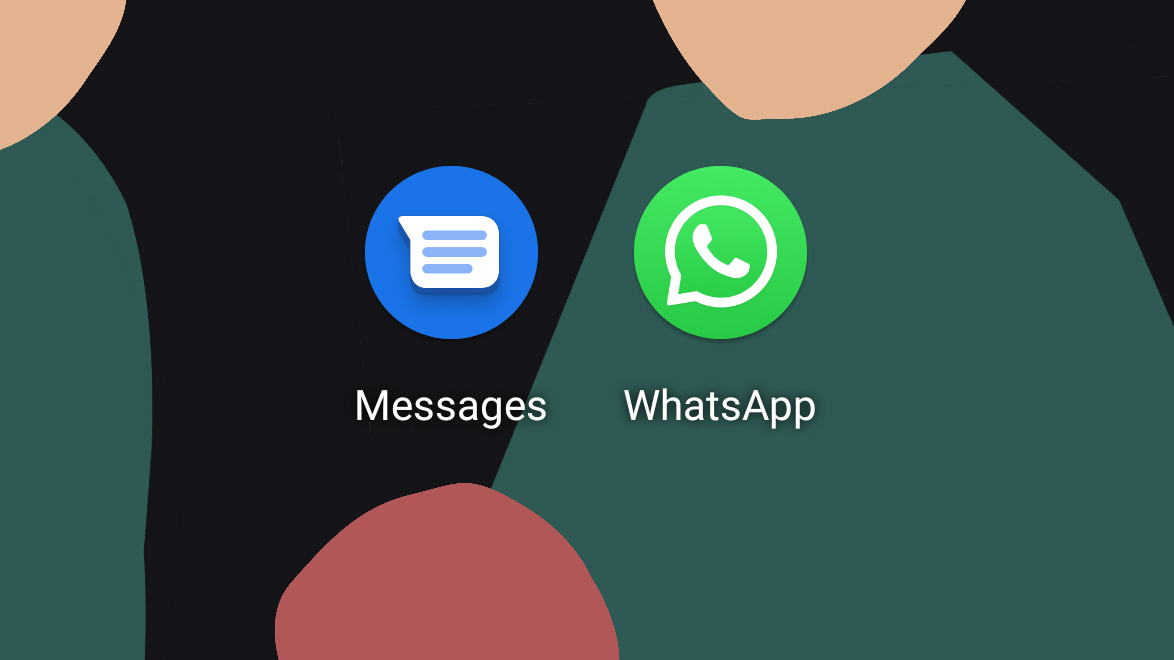 rcs vs whatsapp messaging app icons google pixel 4 xl