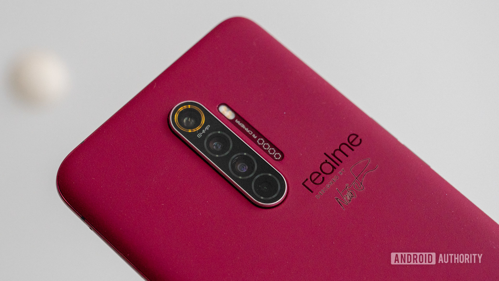 Realme X2 Pro Master Edition in Red Brick camera closeup