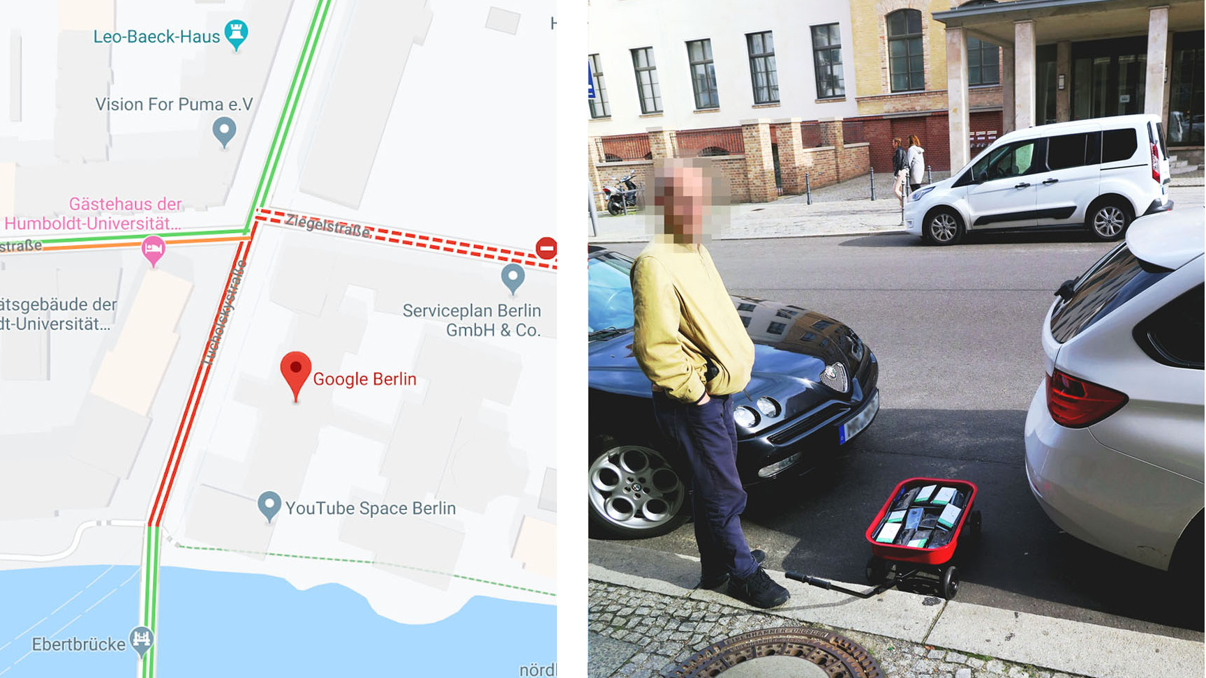 Google Maps Hack by Simon Weckert