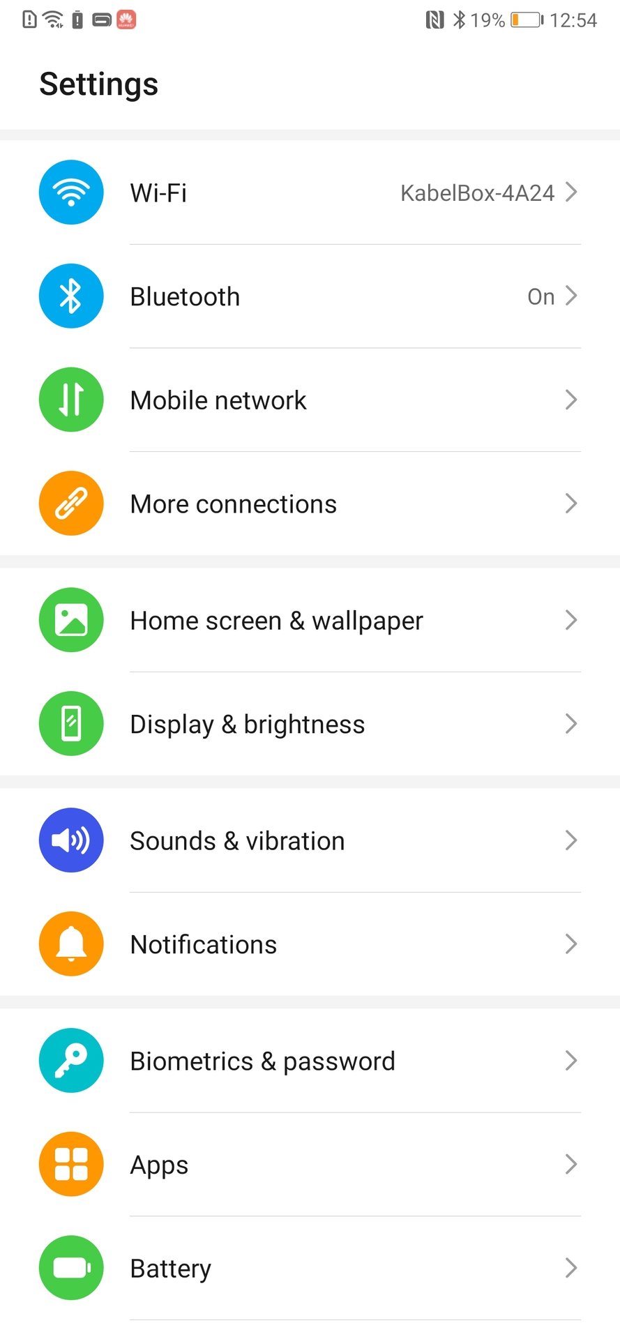 Huawei Mate Xs review settings menu