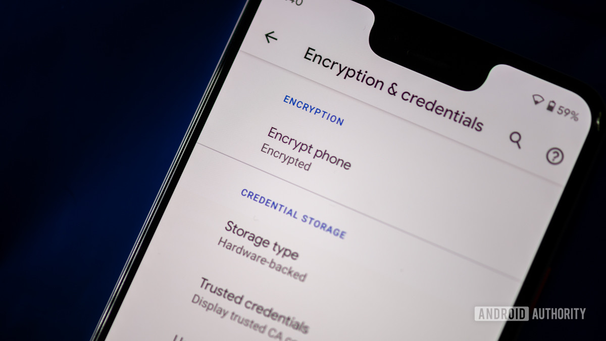 Phone showing encryption settings 3