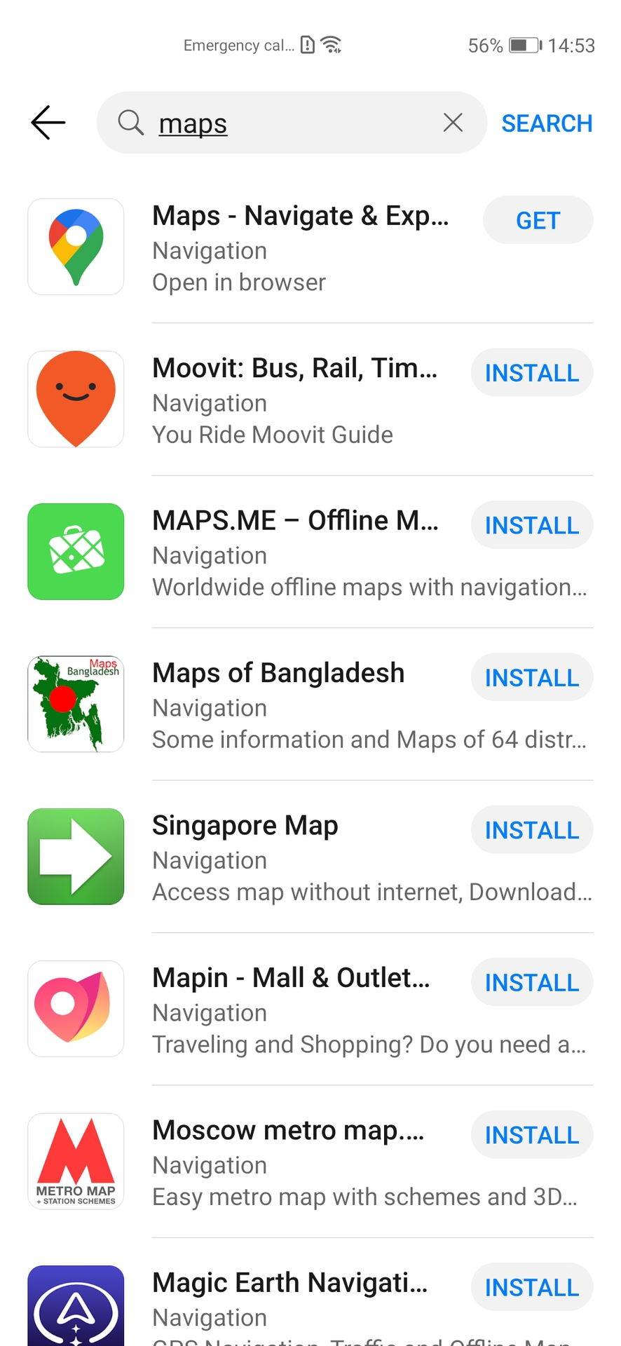 Huawei Google Maps app web versions in AppGallery 2