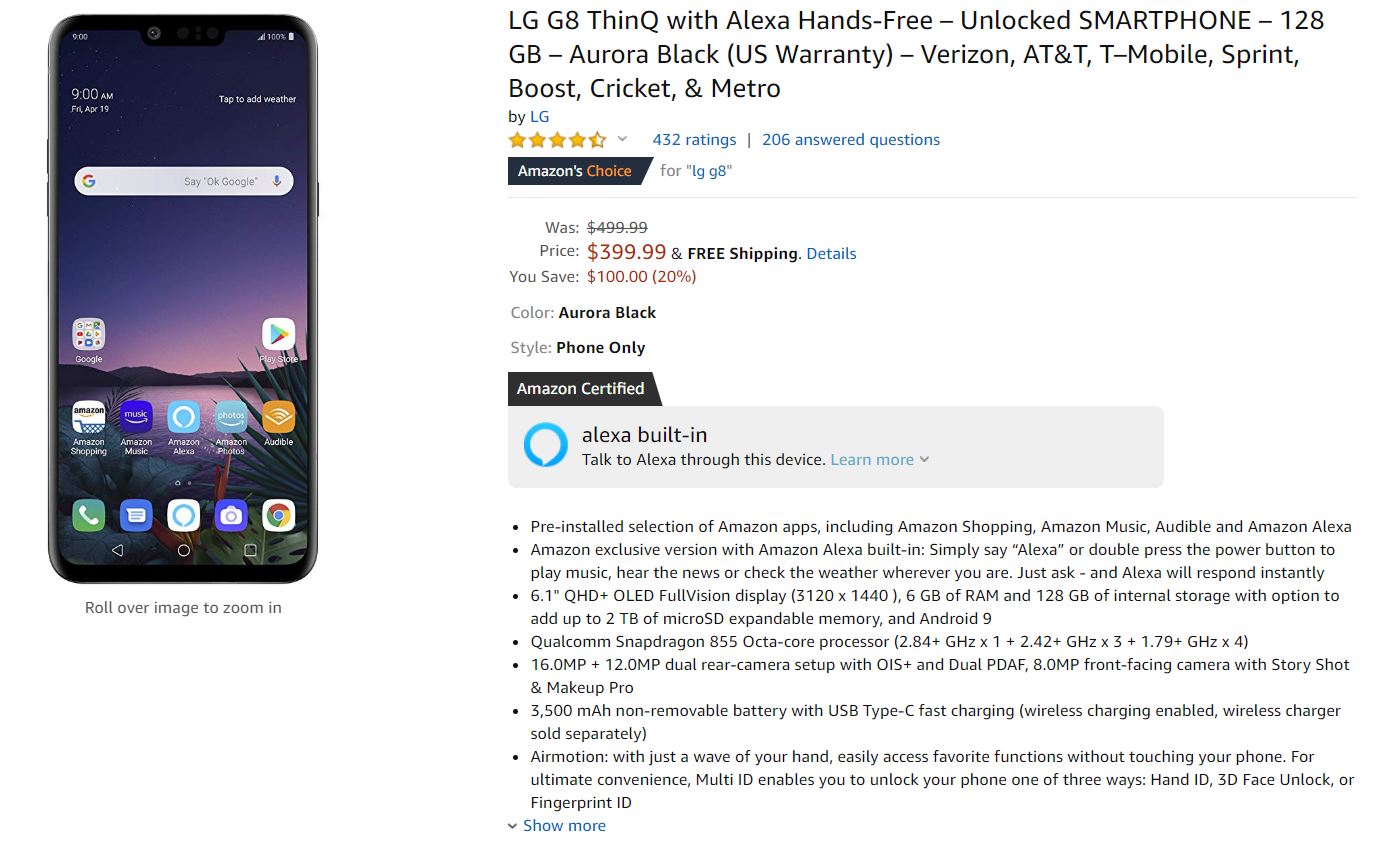 LG G8 ThinQ Amazon Deal
