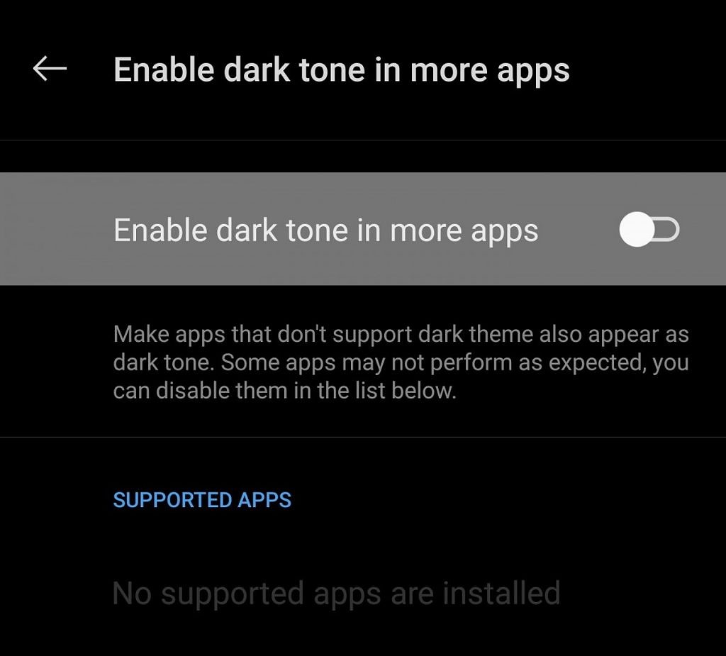 OnePlus force dark mode settings