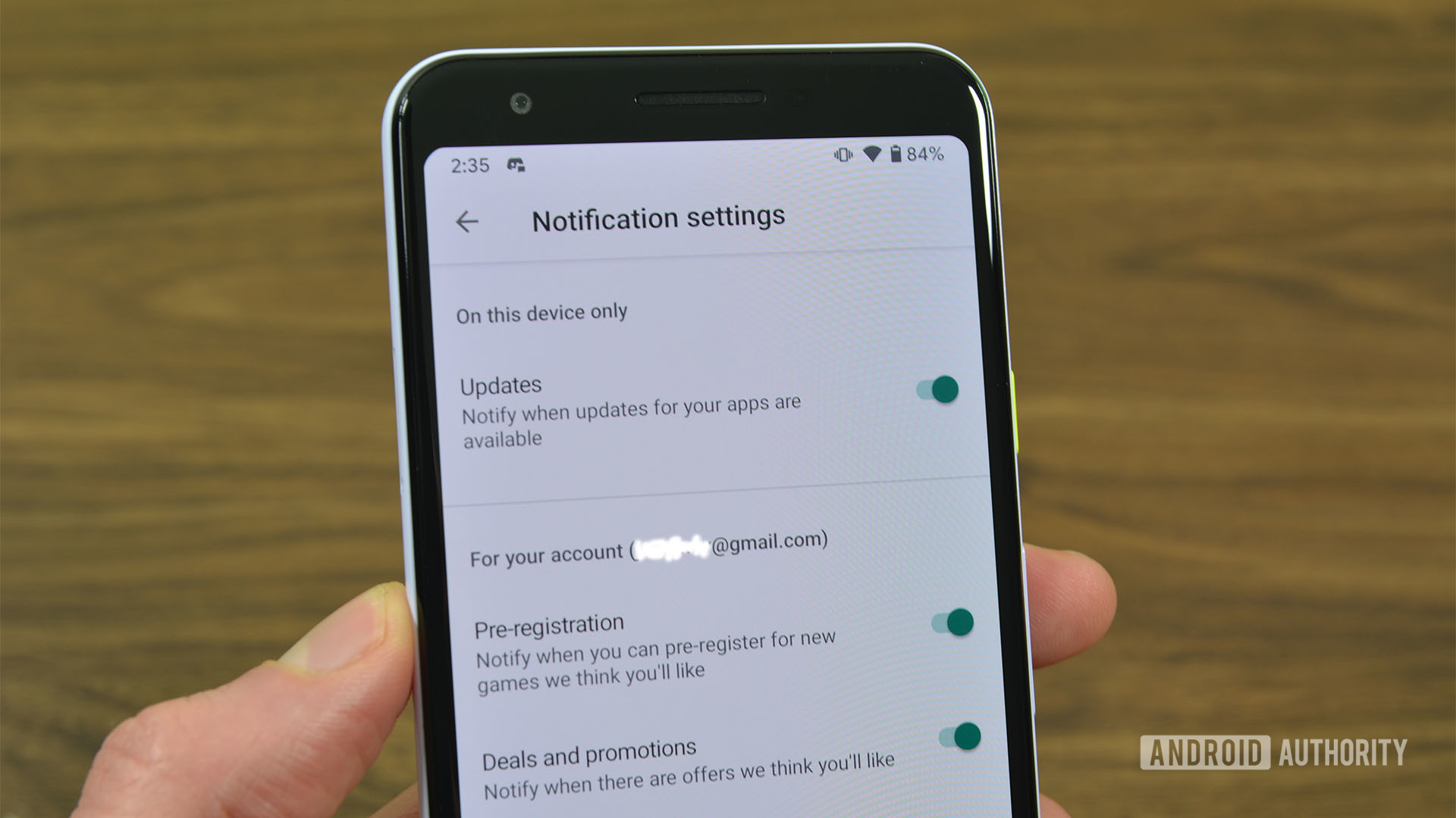 Play Store notification settings