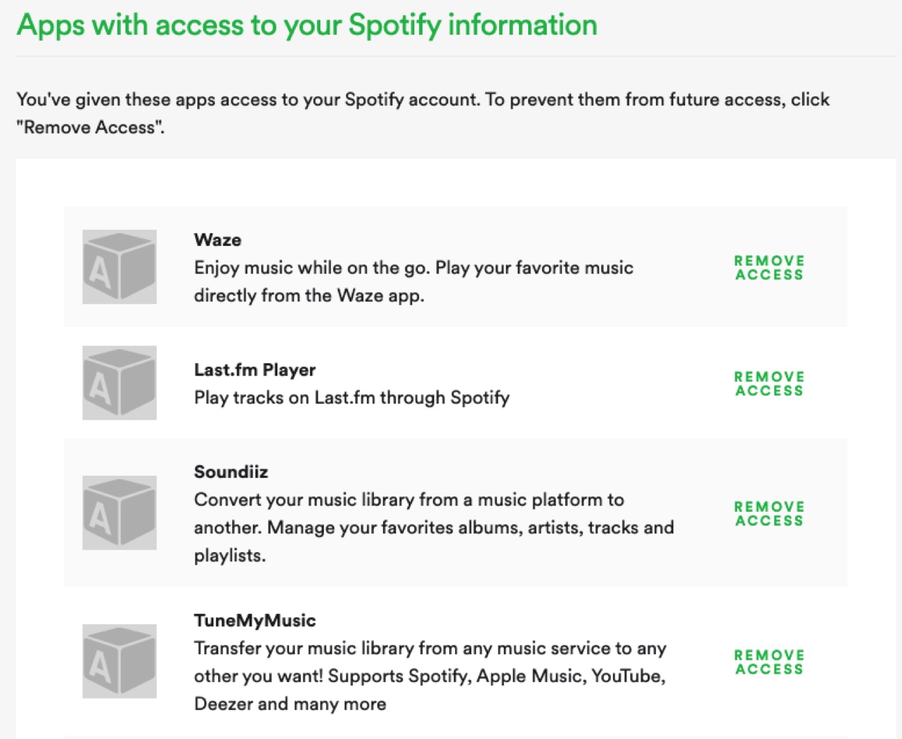 Spotify revoke access
