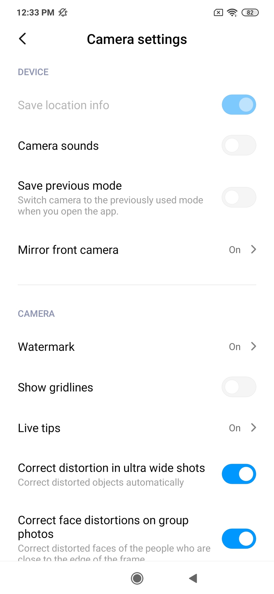 Xiaomi Mi Note 10 camera app settings
