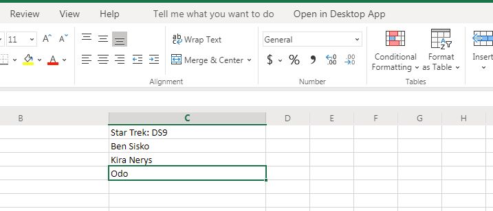 Merge text and cell value in excel