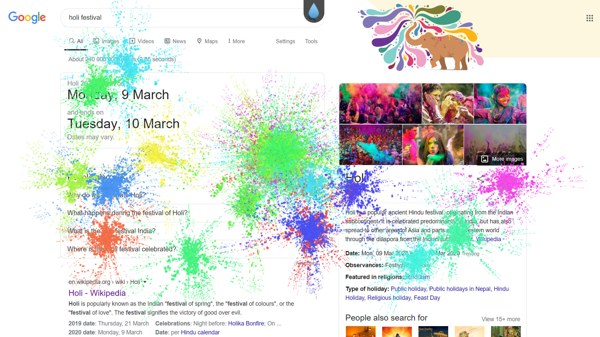 The holi easter egg on Google's search page.