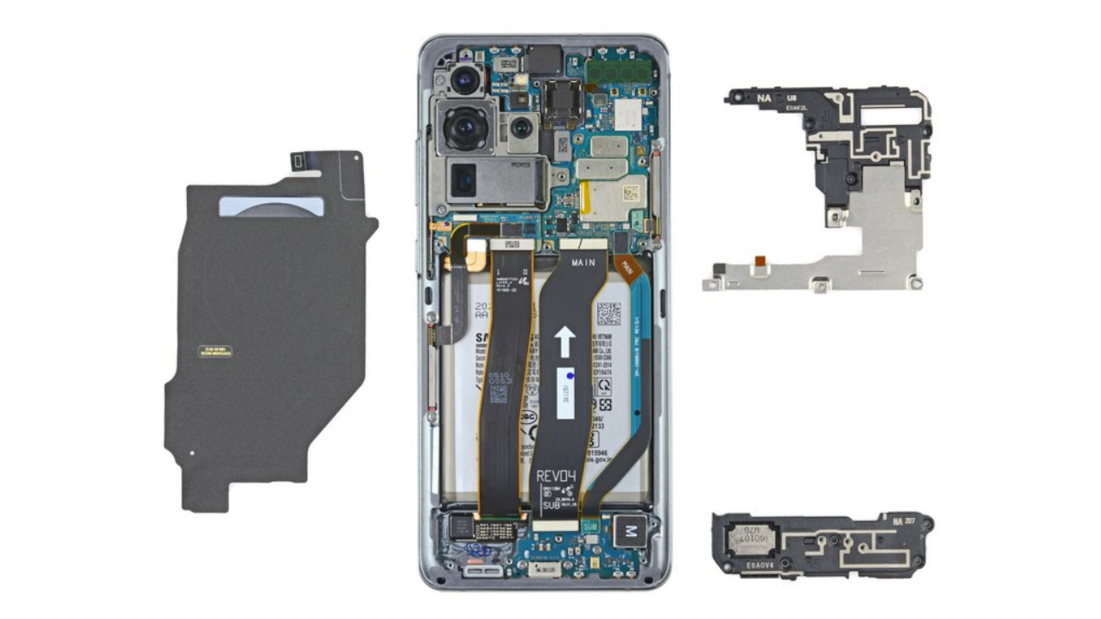 The Samsung Galaxy S20 Ultra teardown according to iFixit.