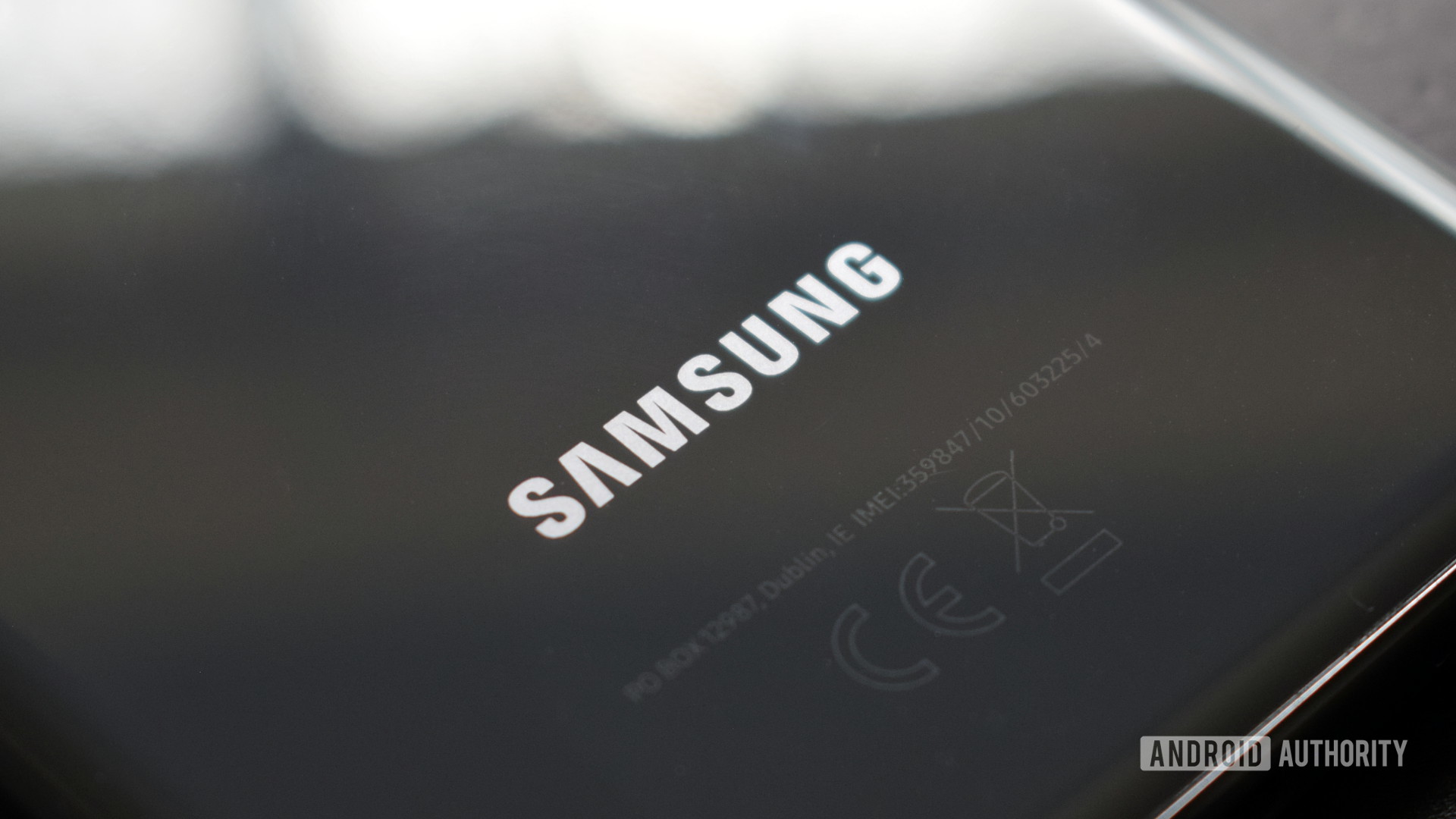 Samsung logo on the back of the Galaxy S20 