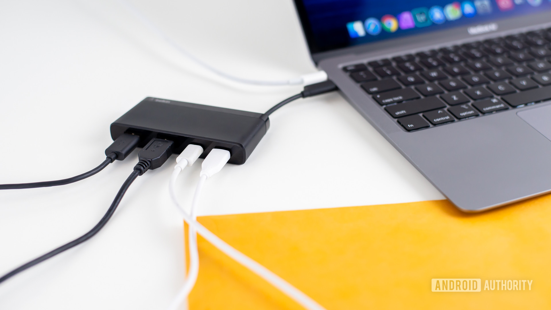 2020 MacBook Air review dongle with cables