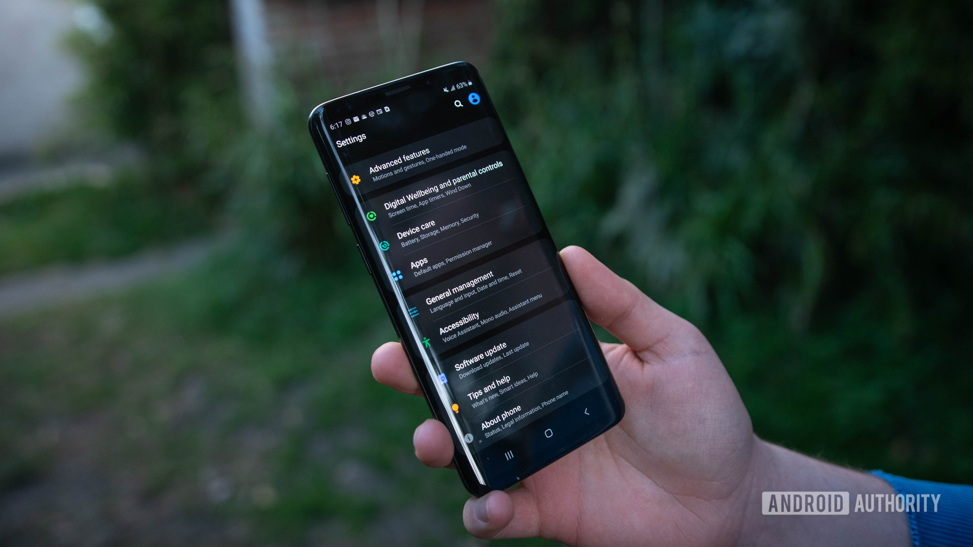 Galaxy S9 Plus Settings menu