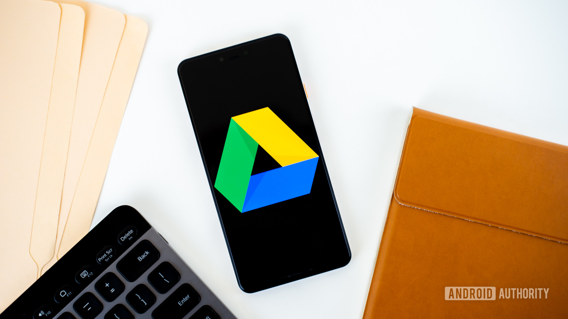 Google Drive logo on smartphone stock photo 3