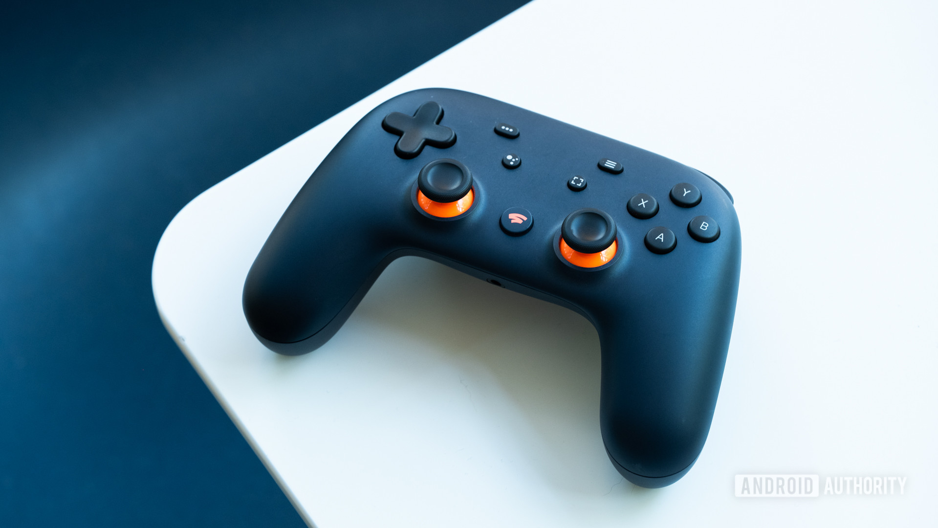Google Stadia controller on table