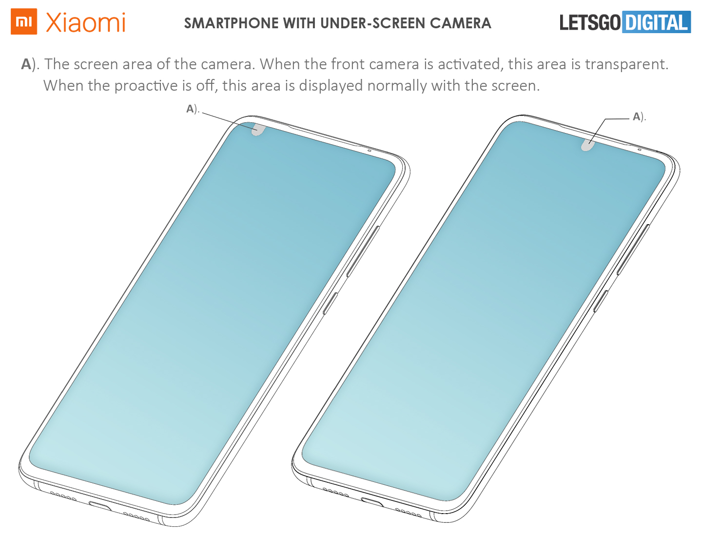 xiaomi smartphone under screen camera patent