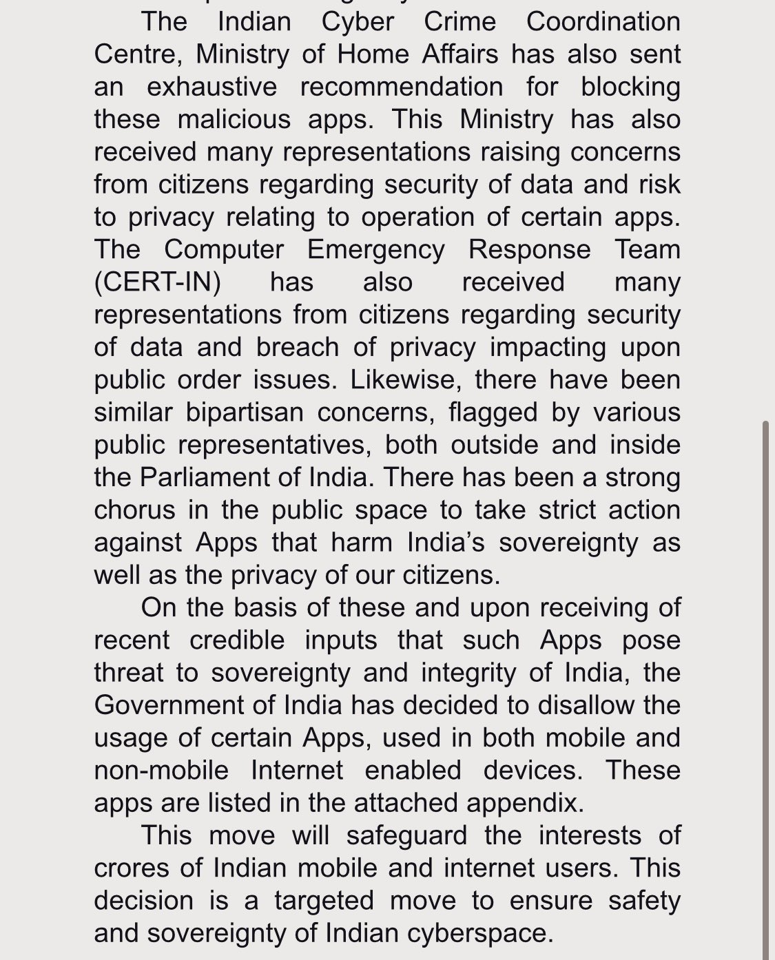 Chinese App Ban Statement Page 2