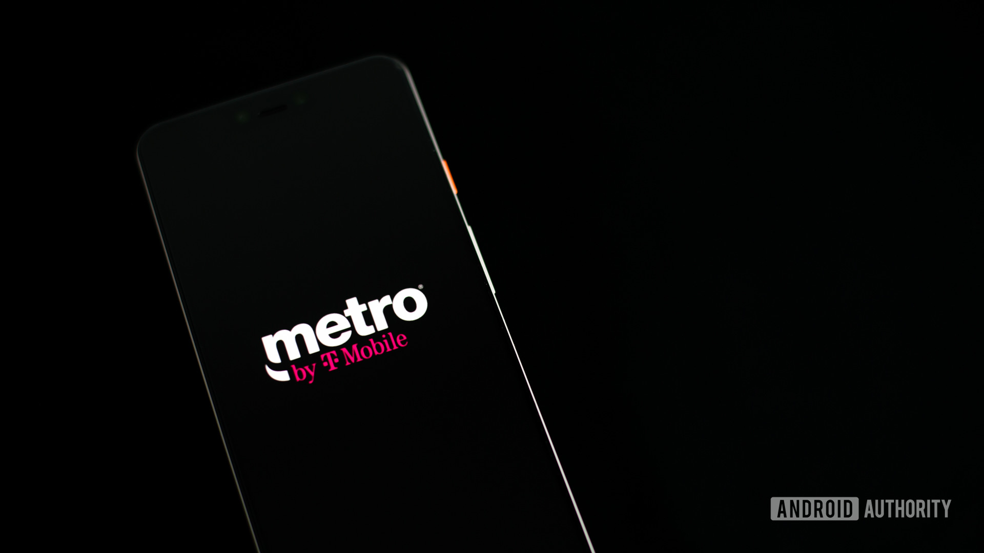 Metro by T Mobile logo on phone stock photo 2