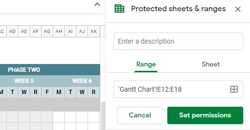 protected sheets ranges menu