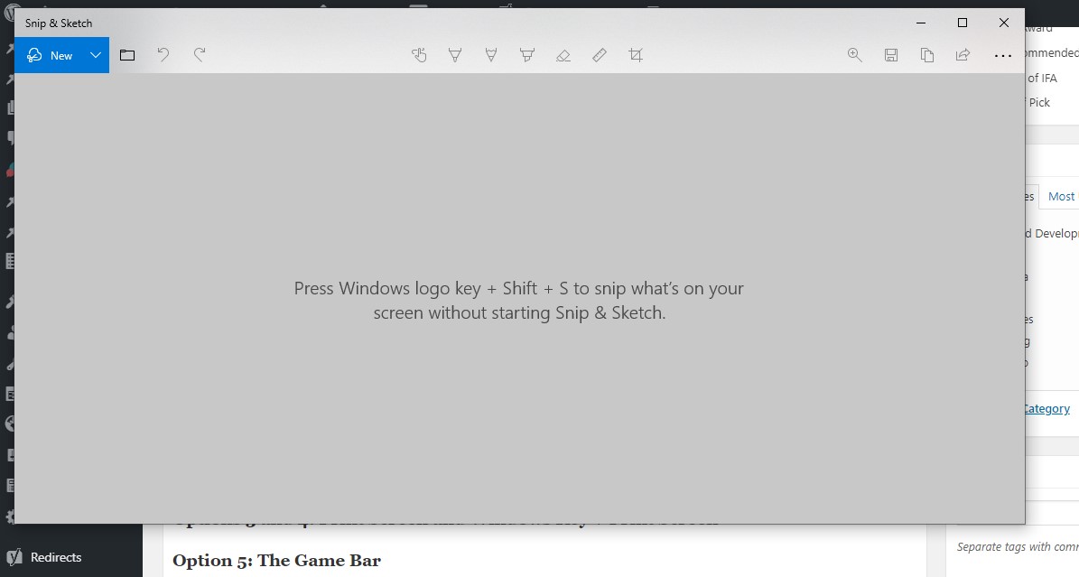 Captura de pantalla de Snip & Sketch en PC