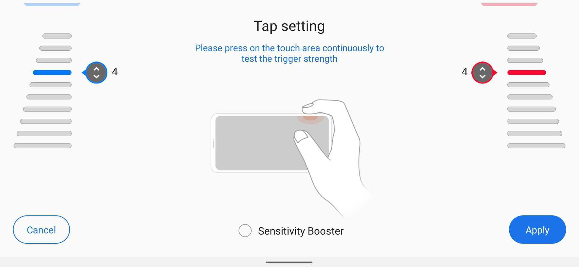 Asus ROG Phone 3 air trigger tap setting
