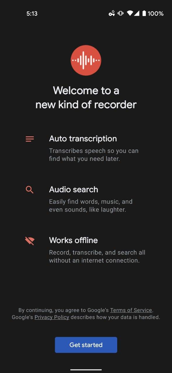 Google Pixel 4a Recorder app
