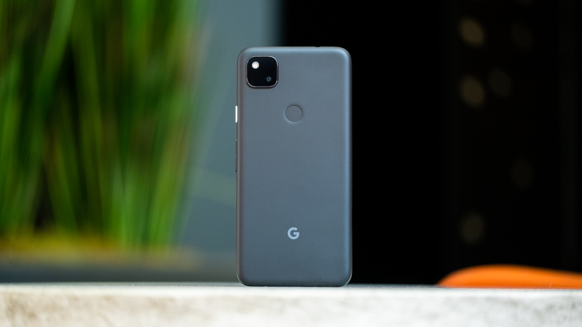Google Pixel 4a back standing up on table 2