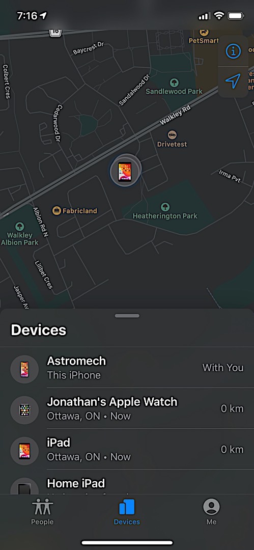Find My locating an Apple Watch