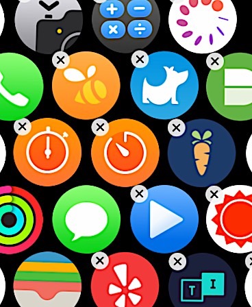 Apple Watch apps in delete mode