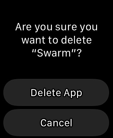 Confirming deletion of Apple Watch app