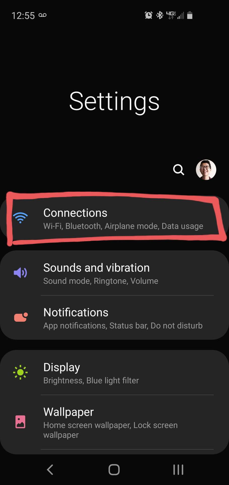 Samsung Dual Connect screenshot with the Connections tab highlighted.