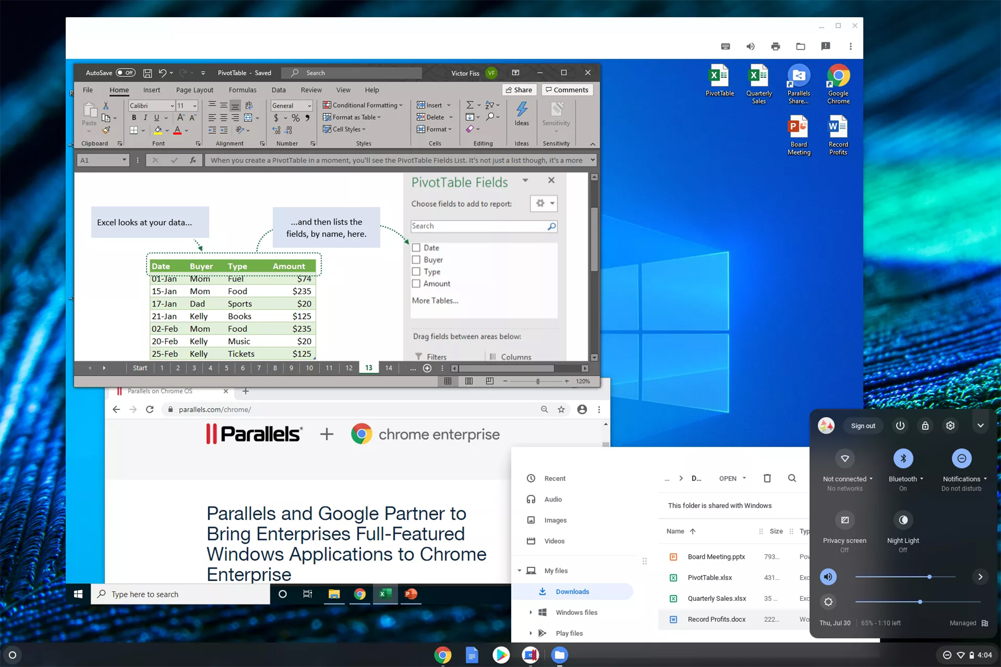 Windows apps on Chrome OS via Parallels